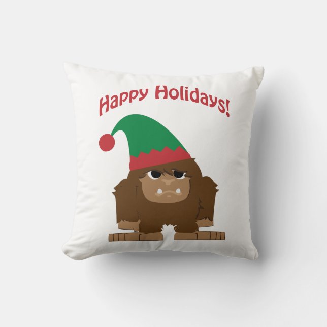 Lycklig Hokidays! Jul Bigfoot Kudde (Framsida)