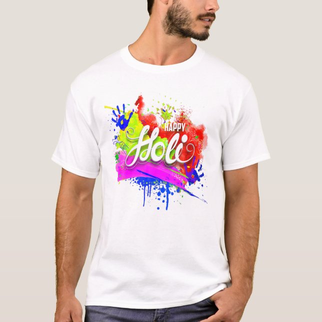 Lycklig Holi 2022 India Färg Vår Festival, Hind T Shirt (Framsida)