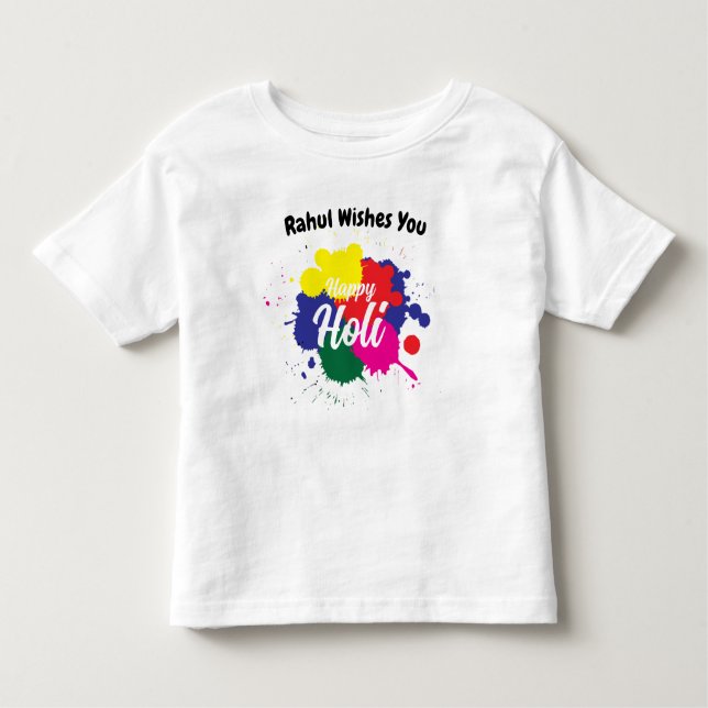 Lycklig holi Anpassningsbar färglös text T Shirt (Framsida)