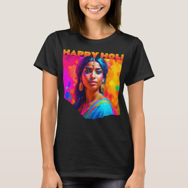 Lycklig Holi Benice Woman in Blue T Shirt (Framsida)