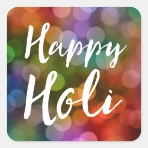 Lycklig Holi Bokeh Fyrkantigt Klistermärke