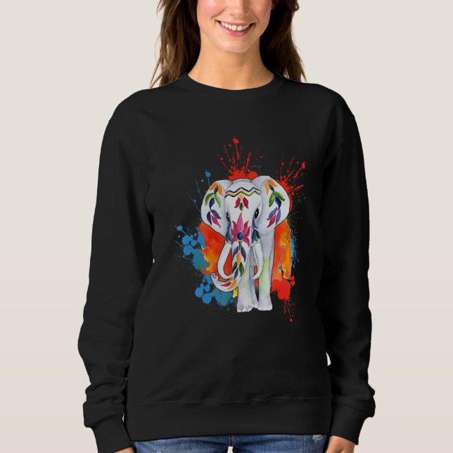 Lycklig Holi Färg India Hindu Vår Elephant Holi T Shirt (Framsida)