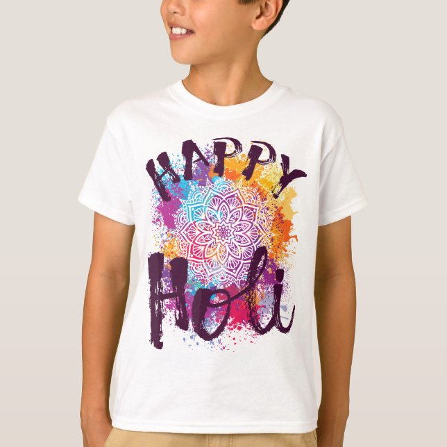 Lycklig Holi Färg India Hindu Vår T Shirt (Framsida)