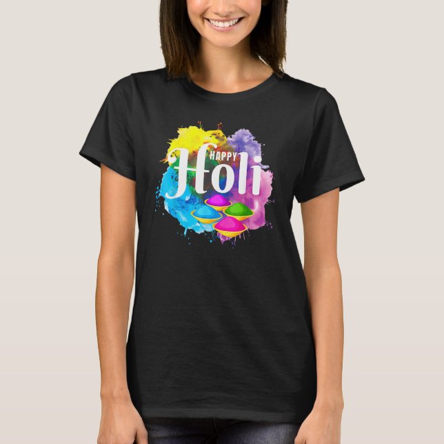 Lycklig Holi Festival Färg Heart India Hindu Vår T Shirt (Framsida)