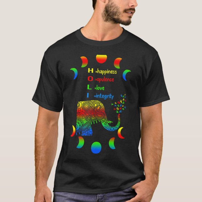 Lycklig Holi Festival Meaningful Holi Färg Festiva T Shirt (Framsida)