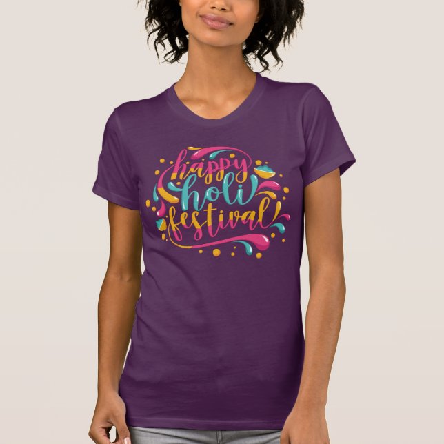 Lycklig Holi-festival med pulveriserad färg och fä T Shirt (Framsida)