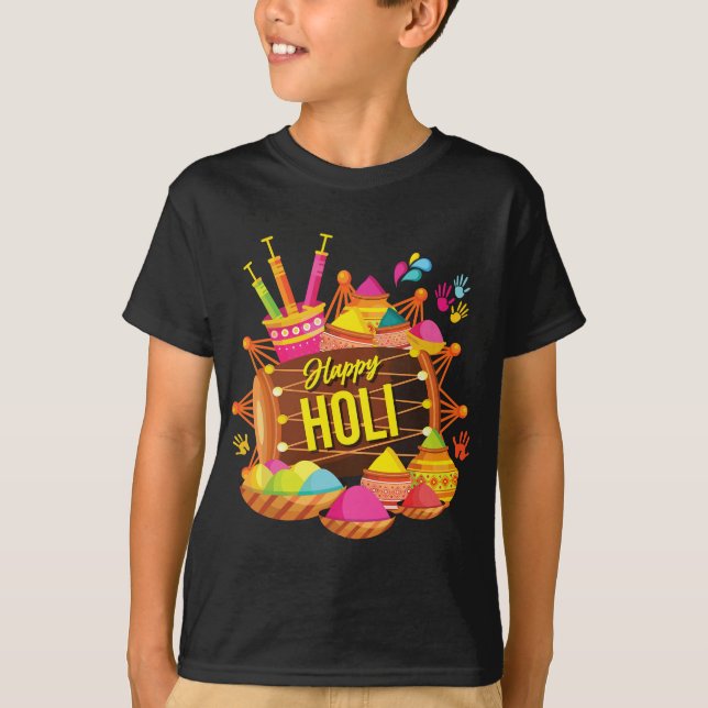 Lycklig Holi Festival Powder 2022 India Färg Hindu T Shirt (Framsida)