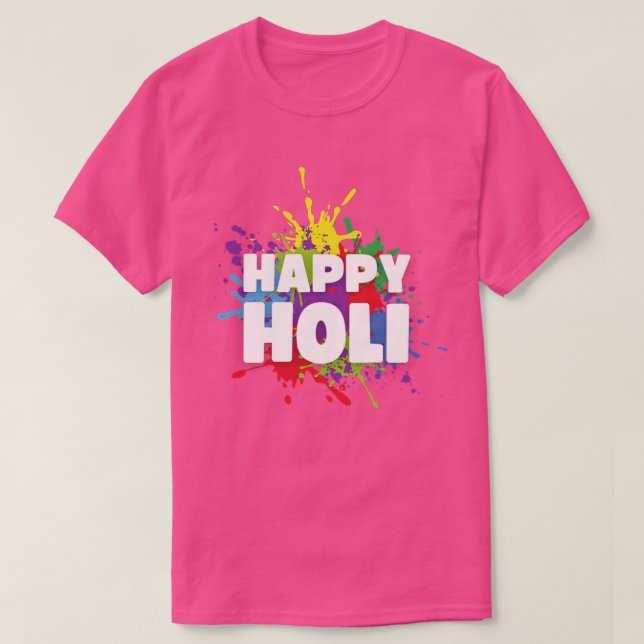 Lycklig Holi-festivalen i färg, fira Hindu-festiva T Shirt (Design framsida)