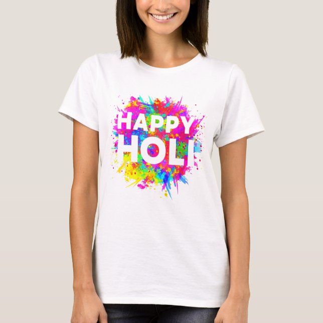 Lycklig Holi-festivalen i Färg T Shirt (Framsida)