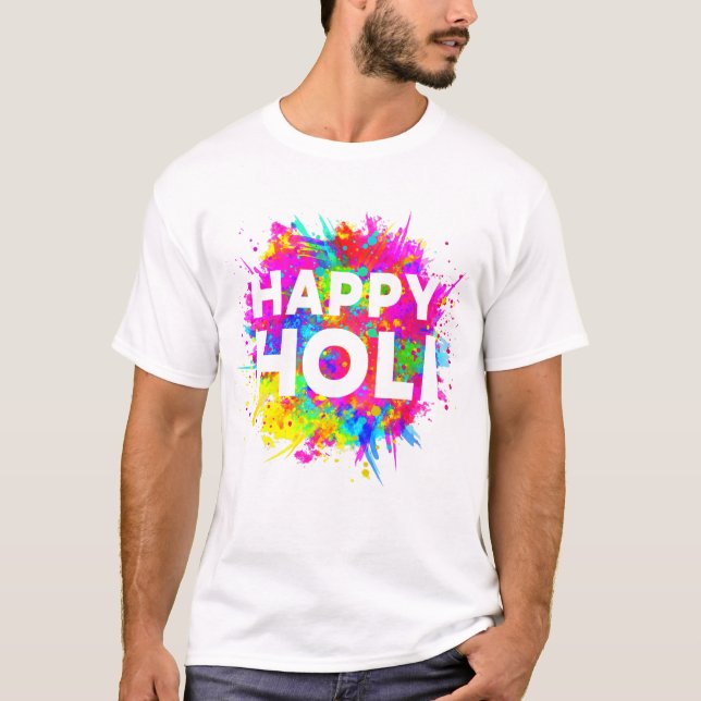 Lycklig Holi-festivalen i Färg T Shirt (Framsida)