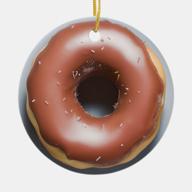 Lycklig Holi-Glaze | Funny Donut Pun-jul Julgransprydnad Keramik (Framsidan)