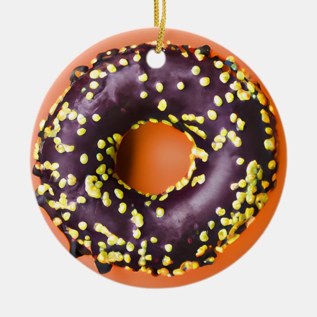 Lycklig Holi-Glaze | Funny Donut Pun-jul Julgransprydnad Keramik (Framsidan)