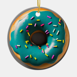 Lycklig Holi-Glaze   Funny Donut Pun-jul Julgransprydnad Keramik