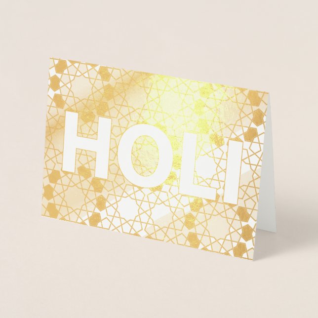lycklig holi guld foil folierat kort (Framsida)