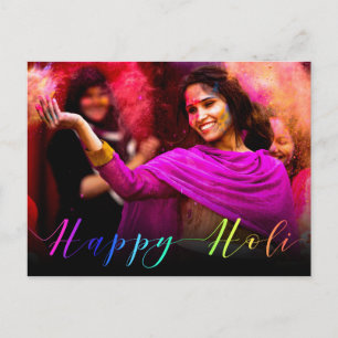 Lycklig Holi Hai Fototypografi - vykort