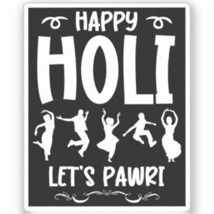 Lycklig Holi Låt oss Pawri Hindu Holi Festival Gif Klistermärken