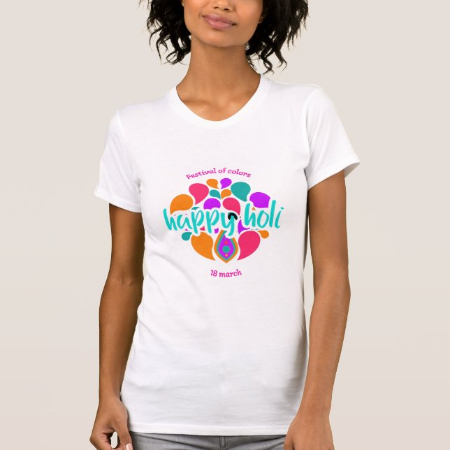Lycklig Holi T Shirt for Women Manar Kids Färg Ind (Framsida)