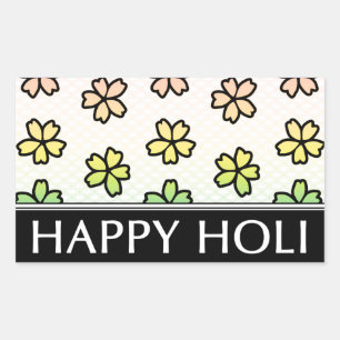lycklig holi vår festival rektangulärt klistermärke