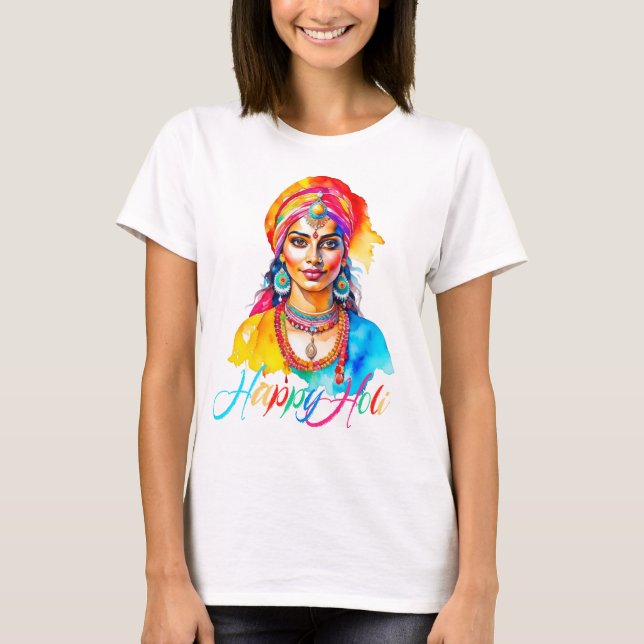Lycklig Holi Woman T Shirt (Framsida)