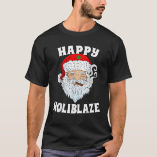 Lycklig Holiblaze Santa Smoking Ogräs Den fina jul T Shirt