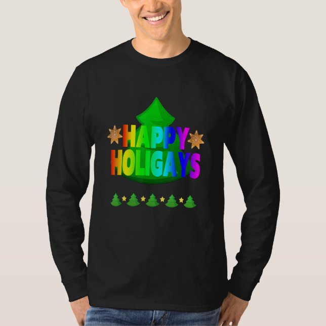 Lycklig Holigay Bollar Gay Jul Gay Gay Gay Gbt Gay T Shirt (Framsida)