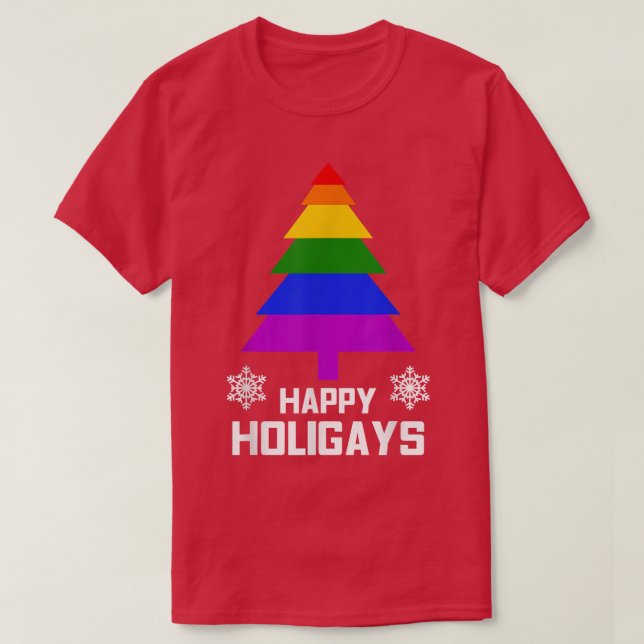 Lycklig Holigays Funny Gay HBT-julklapp T T Shirt (Design framsida)
