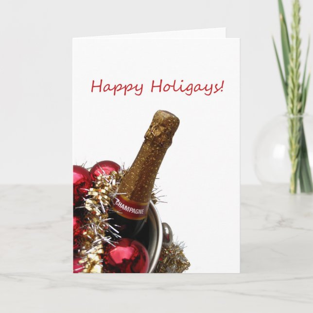 Lycklig Holigays gay x-mas-champagne Helgkort (Framsida)