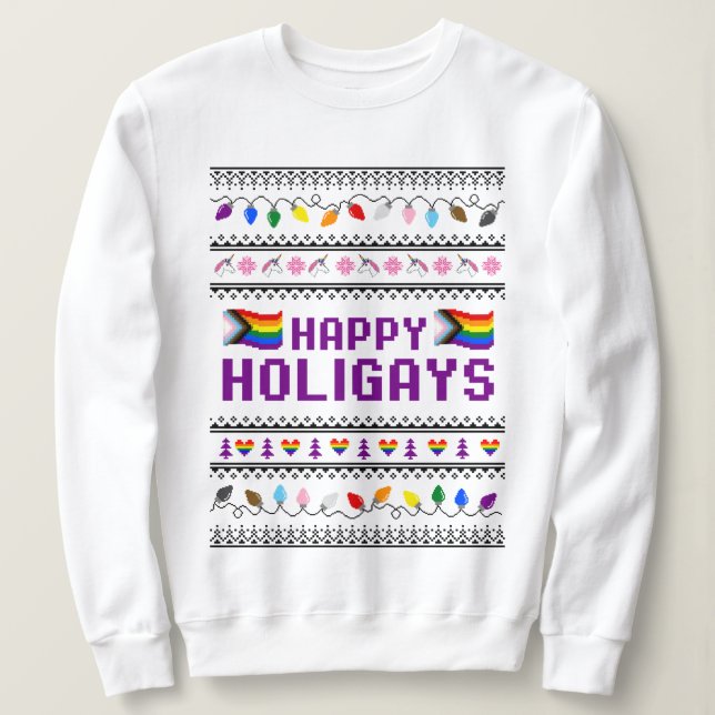 Lycklig Holigays Progress-Pride Ugly Sweater T Shirt (Design framsida)