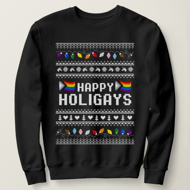 Lycklig Holigays Progress-Pride Ugly Sweater T Shirt (Design framsida)