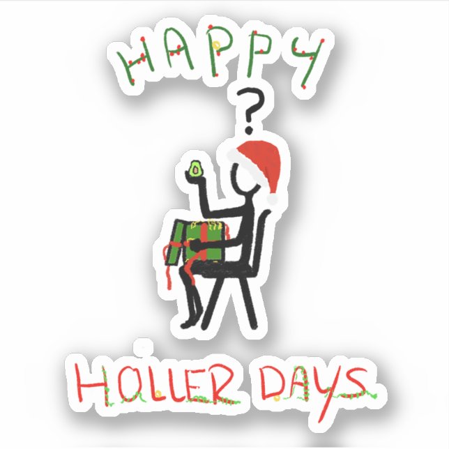 Lycklig Hollerdays 6 - avocado julklapp. Klistermärken (Framsida)