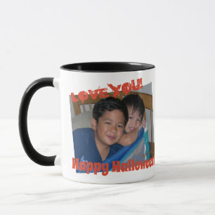 Lycklig Holloween Black Orange 1 Foto Mugg