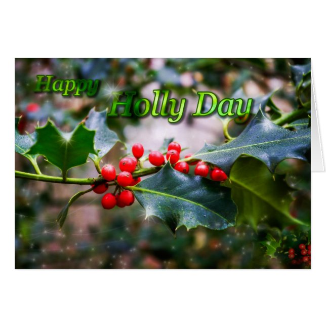Lycklig Holly Day Hälsningskort (Framsidan Horizontal)