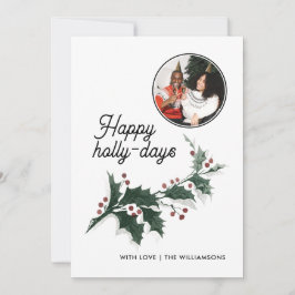 Lycklig Holly Days Family Photo Helgdag Kort