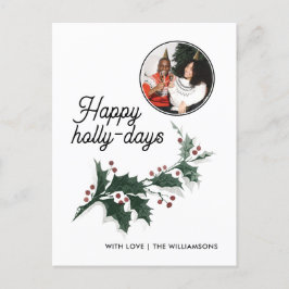 Lycklig Holly Days Family Photo Helgdag Vykort