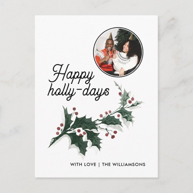 Lycklig Holly Days Family Photo Helgdag Vykort (Framsida)