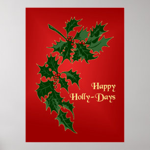 Lycklig Holly-Days-julen Poster