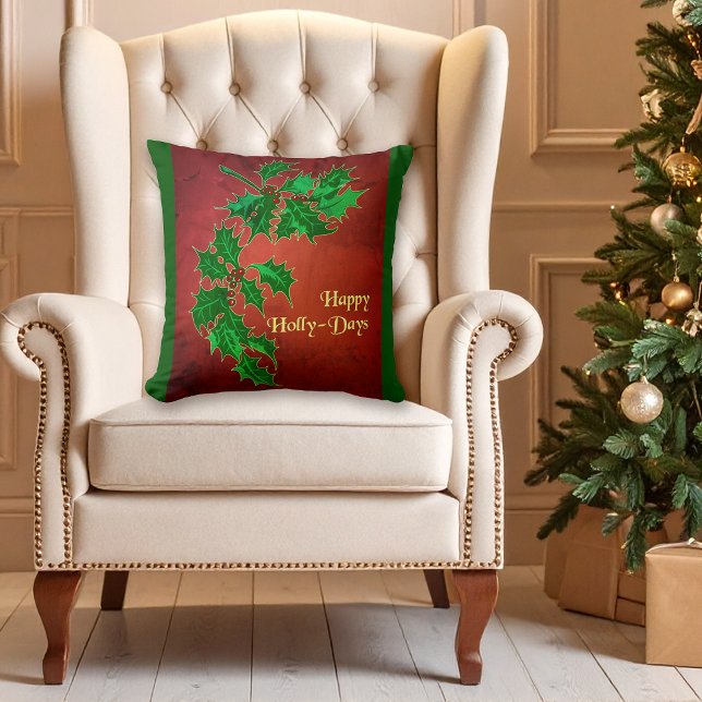 Lycklig Holly-Days Julpillow Kudde (Skapare uppladdad)