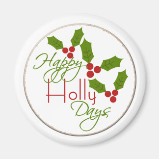 Lycklig Holly Days Magnet 2,25-runda