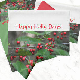 Lycklig Holly Days Red Berries Photographic Helgda Kökshandduk