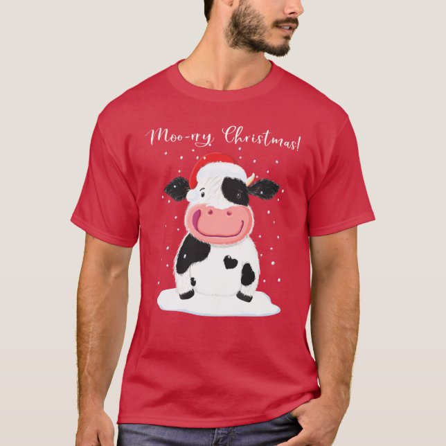 Lycklig Holstein Cow Önskemål Du är en God jul T Shirt (Framsida)