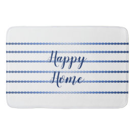 Lycklig Home Blue Rand White Bath Mat Badrumsmatta
