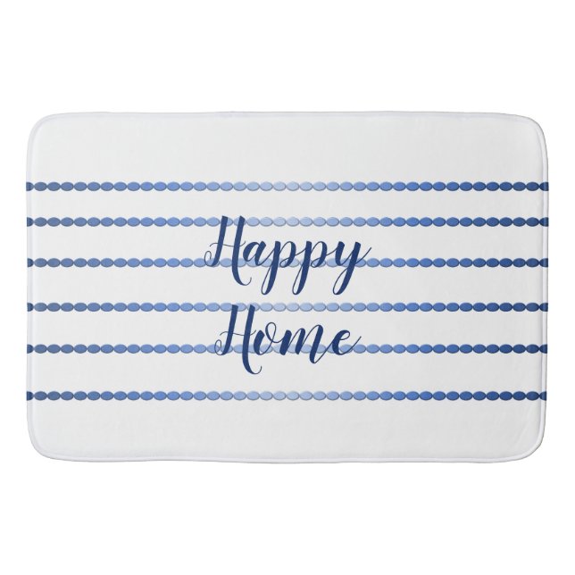 Lycklig Home Blue Rand White Bath Mat Badrumsmatta (Framsidan)