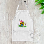 Lycklig Home Colorful House och Stick figur Förkläde<br><div class="desc">Lägg till en charm i köket eller konstverk med den här snygga plattan med en färgfull skiss av en pojke som står utanför ett sunt gult. Den pulserande grafiken, med sina lekfulla linjer och ljusa nyanser, utstrålar värme och kreativitet, skapar den perfekten som gåva till konstnärer, bagare eller alla som...</div>