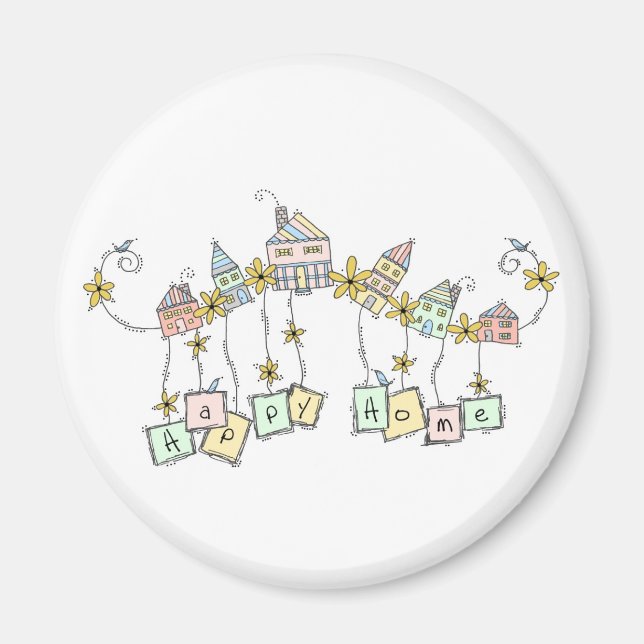 Lycklig Home Doodles Magnet (Framsidan)