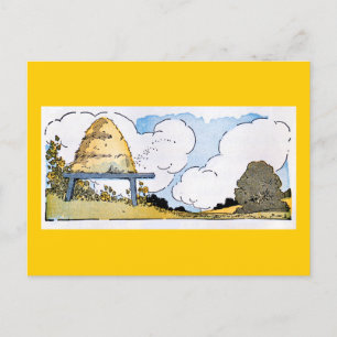 Lycklig Honeybee Hive Vintage Art-vykort Vykort