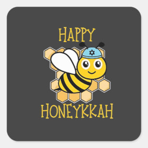 Lycklig Honeykah HonungsBee Hanukkah Jewish Fyrkantigt Klistermärke