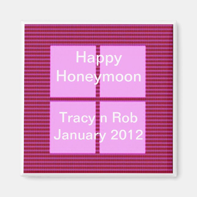 Lycklig Honeymoon - Rosa Square Memory Bank Magnet (Framsidan)