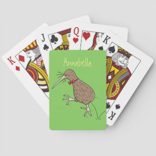 Lycklig-hoppande kiwi med tecknad för buggtid casinokort