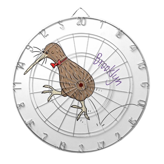 Lycklig-hoppande kiwi med tecknad för buggtid darttavla (Framsidan)