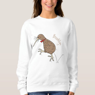 Lycklig-hoppande kiwi med tecknad för buggtid t shirt